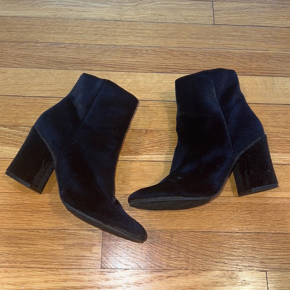 Black velvet booties